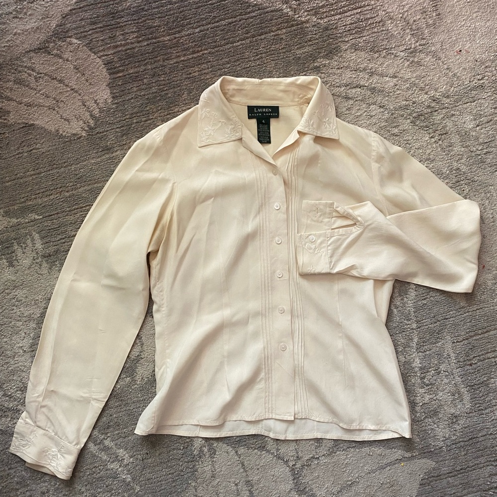 Ralph Lauren Ivory Embroidered Blouse